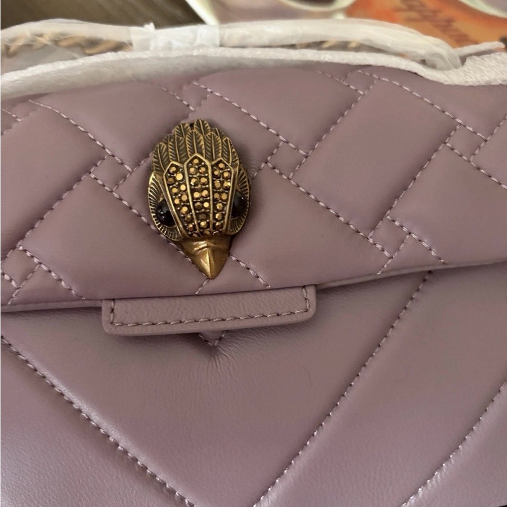 Kurt Geiger NWT Quilted Leather Kensington Crossbody Bag Lilac With Dusty - Picture 2 of 12